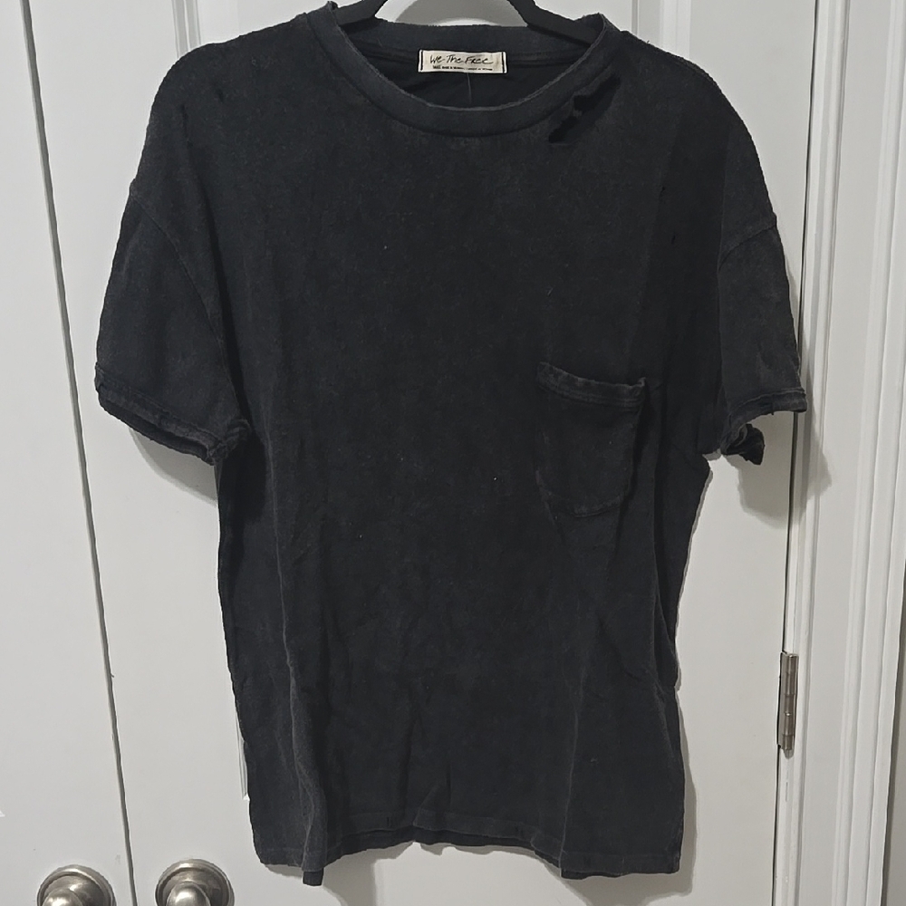 We The Free Black Short Sleeve Tee Classic Crew Neck